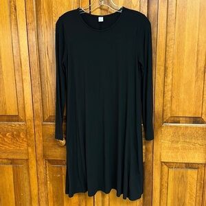 Old Navy Black Knit Long-sleeved Swing Dress Small Preowned